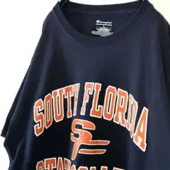 チャンピオン サウスフロリダ カレッジ Tシャツ L ネイビー 紺色 古着