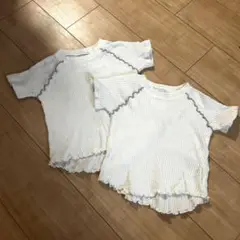 mamaraku 90.95cm ワッフル Tシャツ ホワイト お揃い 2枚