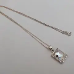 シルバー925 ネックレス 多面カット レクタングル ペンダント