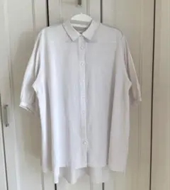 MUJI 無印良品 前開き半袖ブラウス Mサイズ　コットン100% ライトグレー