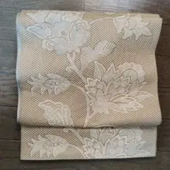 名古屋帯 花柄 ベージュ系 3000円〜2800円に値下げ