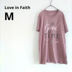 海外古着 loveinfaith プリント 半袖 Tシャツ M ピンク 英字