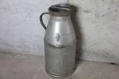 80s ミルク缶 牛乳缶 蓋付 ステンレス 昭和 オブジェ ヴィンテージ