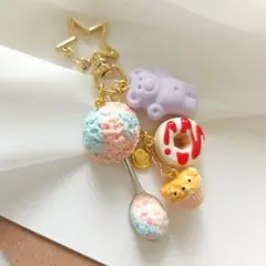 【ポップなキーホルダー】 ゆめかわ フェイクスイーツ マーブルアイス