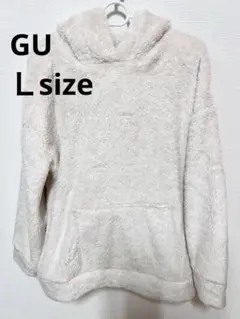 【GU】耳フード付きルームウェアセットクリーム色フリース素材Lサイズ【美品】