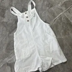 H&M ホワイトショートオーバーオール 122cm