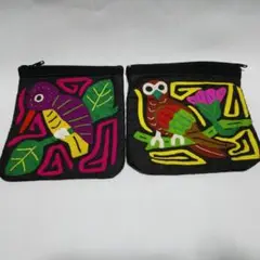 パナマ民芸品　モラ刺繍　ポーチ