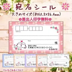 A6 宛名シール シマエナガちゃんペア 大きめサイズ 6色40枚セット