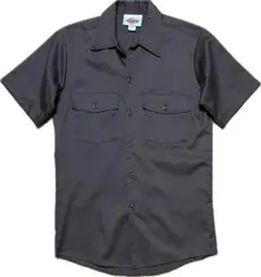 オープンカラー開襟　DICKIESワークシャツ　ブラウンM【美品usa製80s】