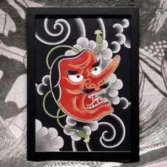 面散らし/天狗 和彫り イラスト