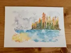 透明水彩 風景画 ハガキサイズ