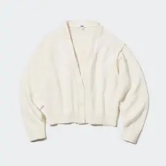 【美品】ユニクロUNIQLO ウォッシャブルショートカーディガン　オフホワイト