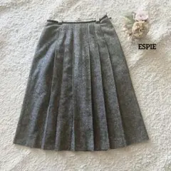 エスピエ プリーツスカート ミドル丈 38 グレー ウール混　ESPIE