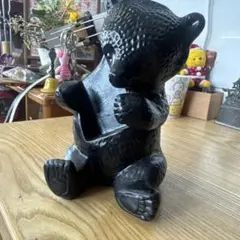 ニッカウヰスキー 抱き熊 木彫り風 陶器の置物 昭和レトロ レア　ブラックニッカ ニッカウヰスキー 抱き熊 木彫り風 陶器の置物 昭和レトロ レア