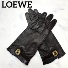 【希少モデル】LOEWE レザーグローブ ラムレザー 手袋 アナグラム ブラウン