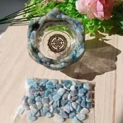 レジン 蓮の花 小物入れ トロレアイト細石入り 50g付き シュリーヤントラ封入