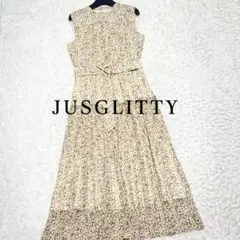 美品 JUSGLITTY 花柄ロングワンピース プリーツ 定価2.4