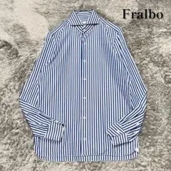 Fralbo napoli コットン ストライプ ワイドカラー シャツ M相当