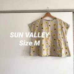 SUNVALLEYサンバレーフラワーコットンリネンブラウス半袖北欧風 sizeM