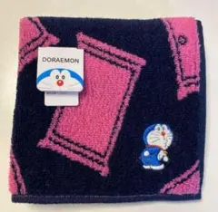 新品　ドラえもん　タオルハンカチ　ハンドタオル　どこでもドア　ネイビー　ピンク