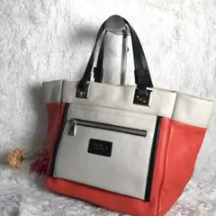 FURLA フルラ ハンドバック バイカラー オレンジ ホワイト系