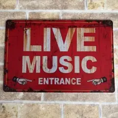 訳あり　LIVE MUSIC ブリキ看板 アメリカン雑貨 世田谷ベース
