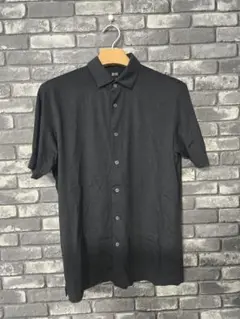 【美品】ユニクロ エアリズム フルオープン 半袖シャツ L 黒
