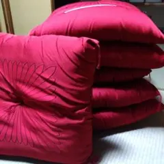 赤い花柄座布団セット 6枚入り8/16正午迄の出品