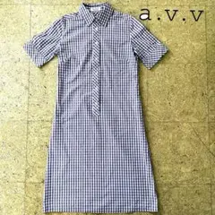 a.v.vパープルギンガムチェック半袖シャツワンピース