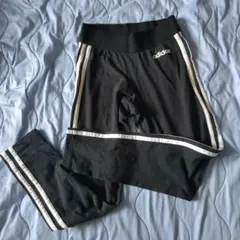 adidas ストライプレギンスパンツ M ブラック