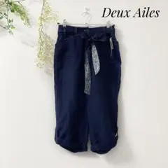 【未使用 タグ付】Deux Ailes　カジュアル　パンツ　リネン混　花柄