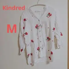 Kindred 花柄刺繍 五分袖シャツ M