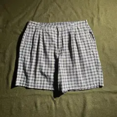 90s FASHION BUG チェック　2タックワイドショーツ　XL