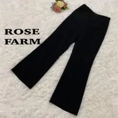【ローズファーム】ブラック　ワイドパンツ　リネンタッチ　Lサイズ