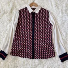 【極美品】ドレステリア 幾何学模様 切替 デザインシャツ 38（M相当）