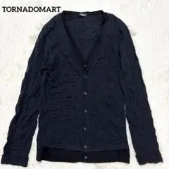 TORNADOMART カーディガン　シワ加工　2層　シェルボタン　ブラック　M