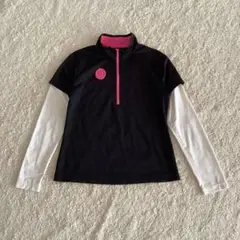 VIVA HEART 長袖ハーフジップシャツ 重ね着風 ゴルフウェア 42 黒