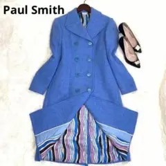 Paul Smith ポールスミス ダブルチェスターコート 裏地総柄 青 ブルー