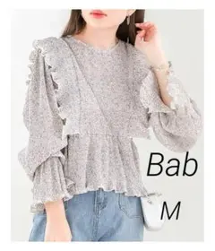BAB バブ 花柄 プリーツ ブラウス トップス M