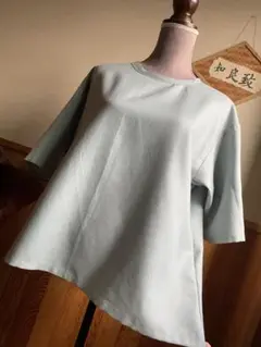 5V05 ブルーGLAYのシンプルTシャツ　五分袖