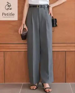 ［Petitle / プチレ ] タックワイドストレートパンツ オフホワイト