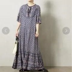 美品　FREAK'S STORE フロントデザインエスニックプリントワンピースM