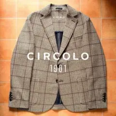CIRCOLO1901 カシミアタッチ グレンチェック パープル 50