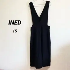大きめサイズ　イネド　オーバーオール　スカート風　黒　15