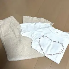 gu 2点セット　ランダムシャーリングフレアスカート　ハート半袖tシャツ