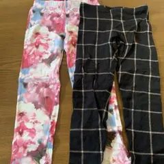 キッズレギンス 花柄とチェック柄セット