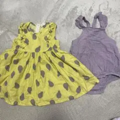 果物模様のドレスとロンパースセット