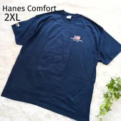 極美品　ヘインズ　プリントTシャツ　ビッグシルエット　2XL　ネイビー　4459
