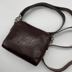 ヒロフ レザー 2way ショルダーバッグ ハンドバッグ ブラウン