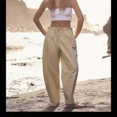 ZARA コンビウエストバレルパンツ　M-L ダークブラウン